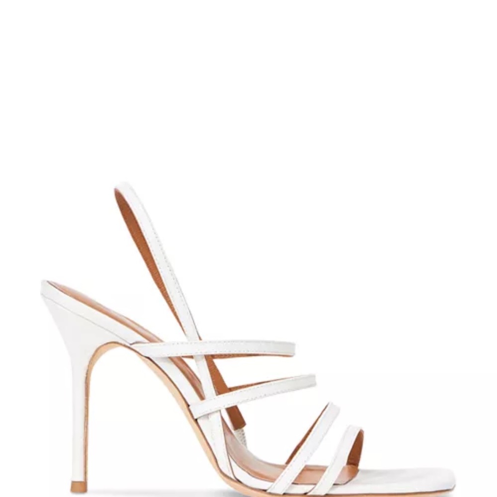 Staud white strappy heels